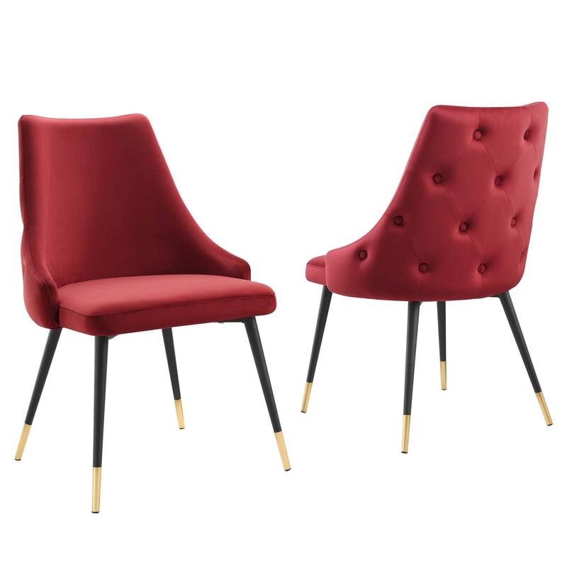 Modway Adorn Dining Side Chair Performance Velvet in Navy, Set of 2