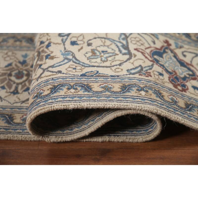 Hand Knotted Oriental 100% Wool Carpet Traditional Floral Red Nain Area Rug - 11' 1'' X 7' 10''