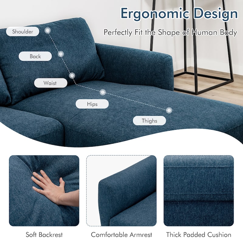 Costway 104'' L-Shaped Fabric Sectional Sofa w/ Chaise Lounge & Solid - 104'' x 60'' x 34''
