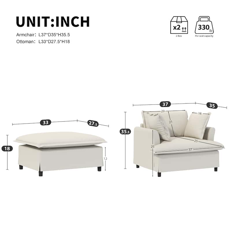 Chaise Lounge Indoor,Chenille Single Sofa Bed with Wide Seat