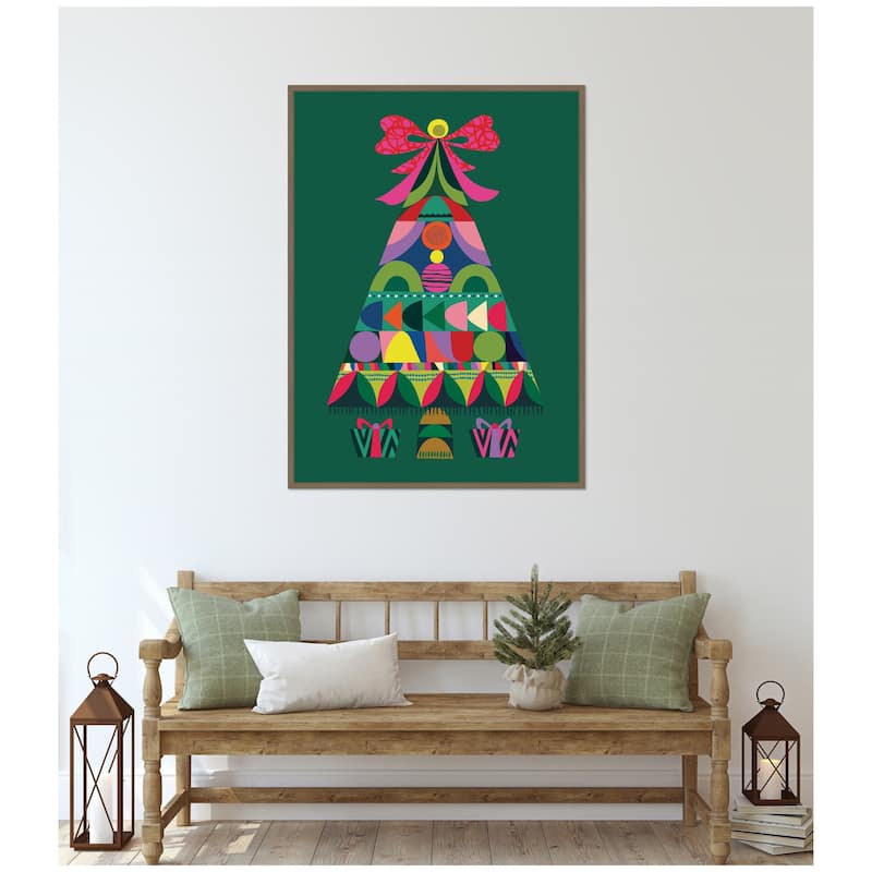 Kate and Laurel Framed Canvas Geometric Christmas Tree by Rachel Lee