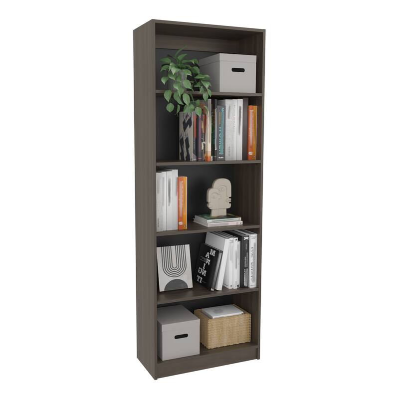 Home 4 Shelves Bookcase Kronos, Open Storage, Stained Walnut
