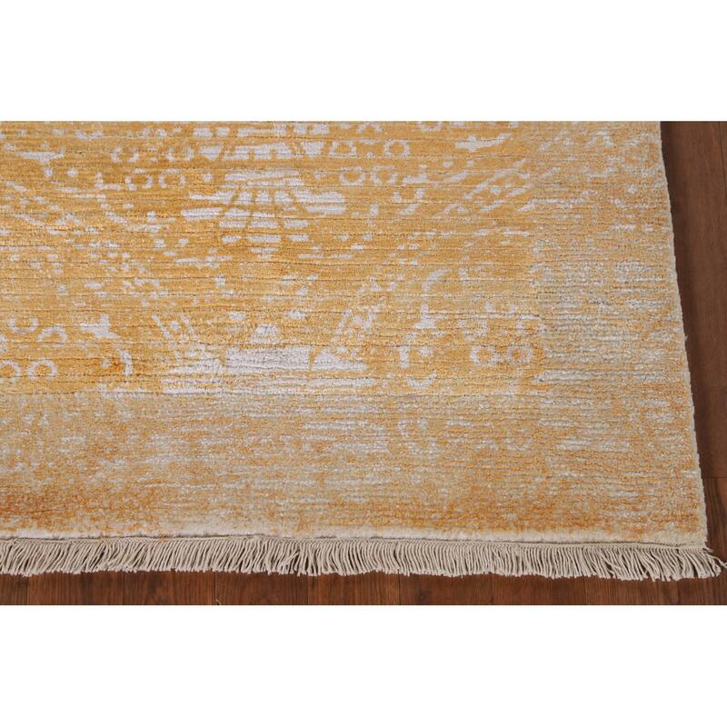 Gold Modern Abstract Accent Rug Handmade Wool Carpet - 2'8"x 4'9"