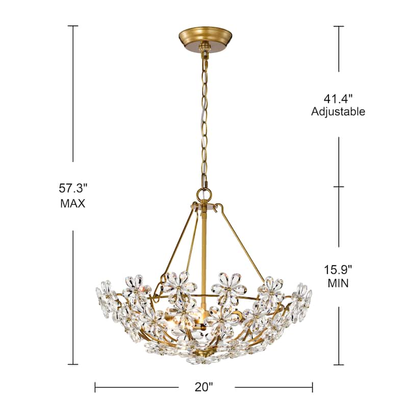 Rosa Glam 3-Light Daisy Crystal Glass Flower Chandelier