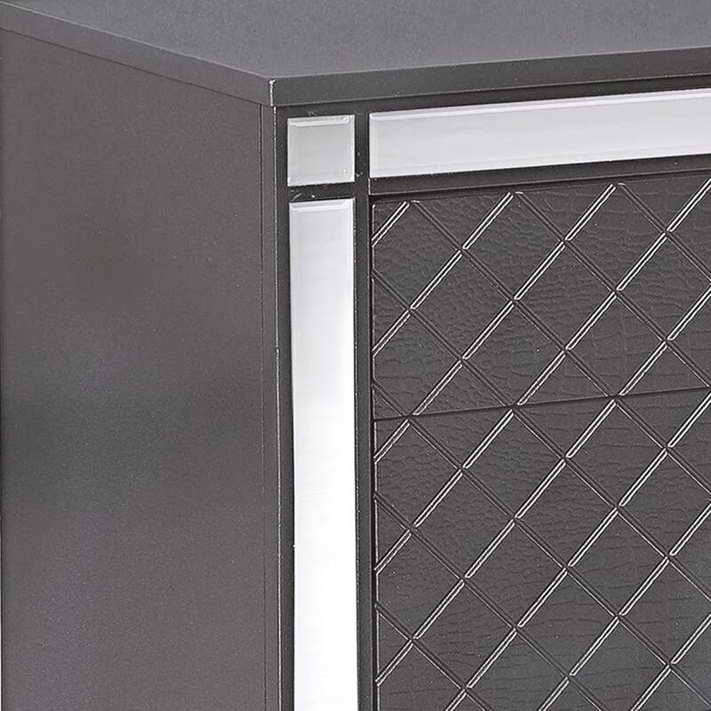 Reff Nightstand, 2 French Dovetail Drawers, Crystal Knobs, Gray