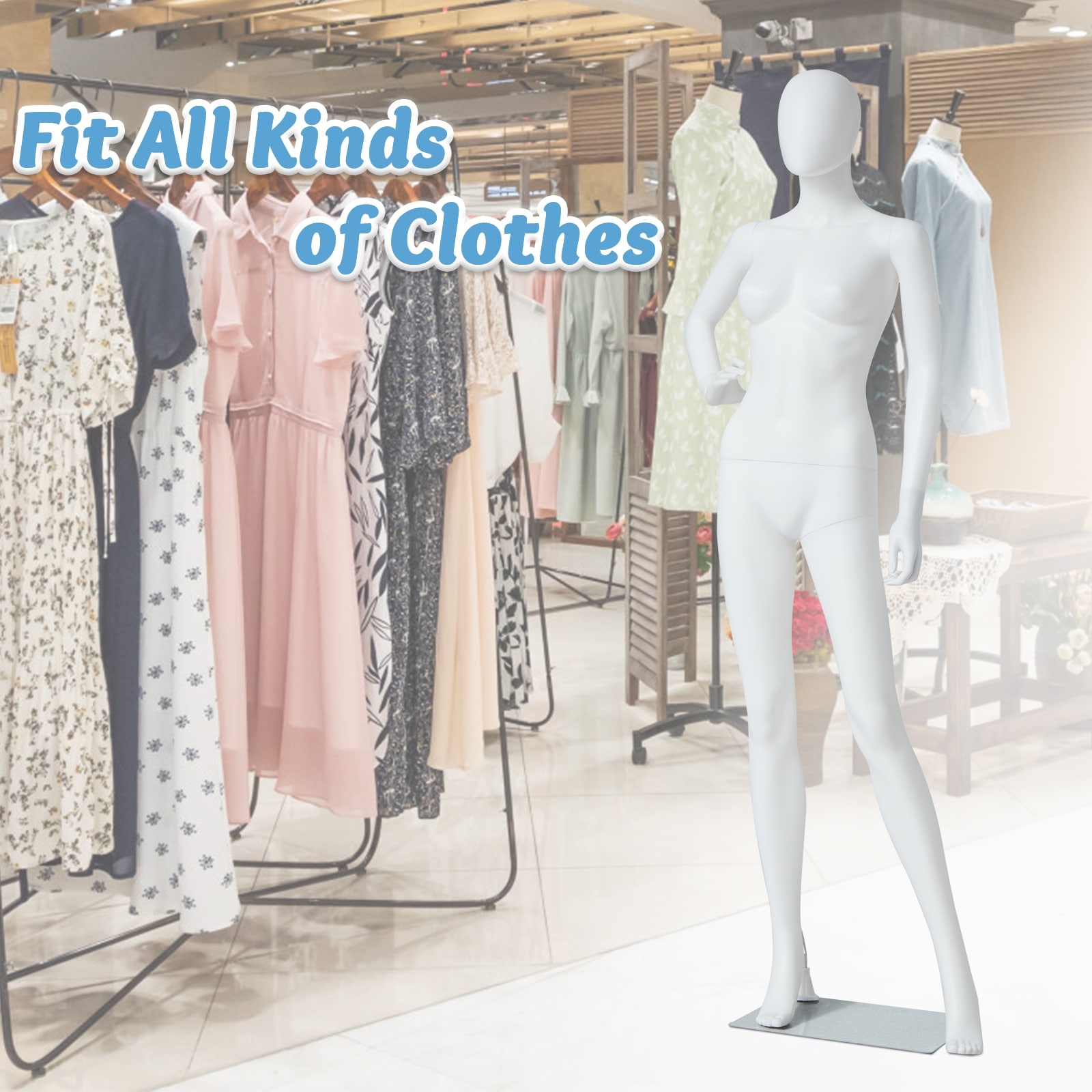 Female Mannequin Dress Form Display Manikin Torso Stand Realistic Full Body  Mannequin for Retail Clothing Shops, White - 70\, image size:1600x1600