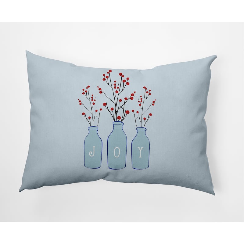 Joy Christmas/Winter Decorative Throw Pillow - 14" x 20" - Blue