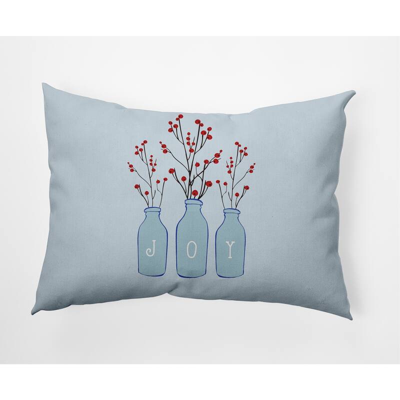 Joy Christmas Indoor/Outdoor Throw Pillow - 14" x 20" - Blue