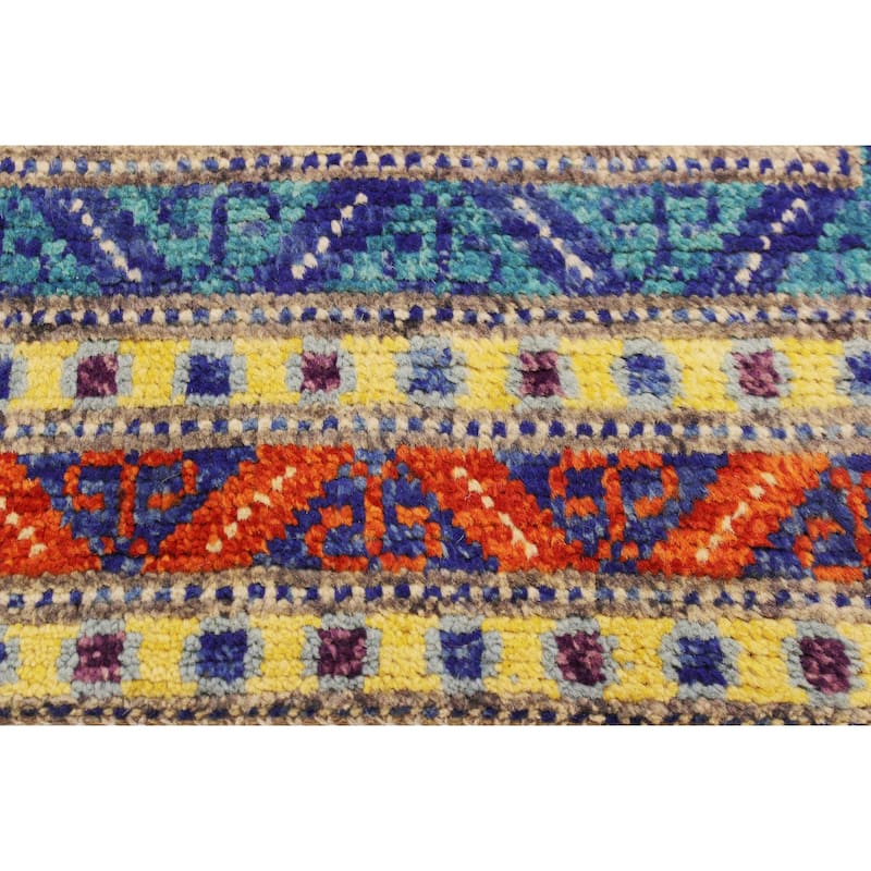 Rustic Balochi Sparks Beige/Orange Hand Knotted Wool Rug - 5'8'' x 7'7''