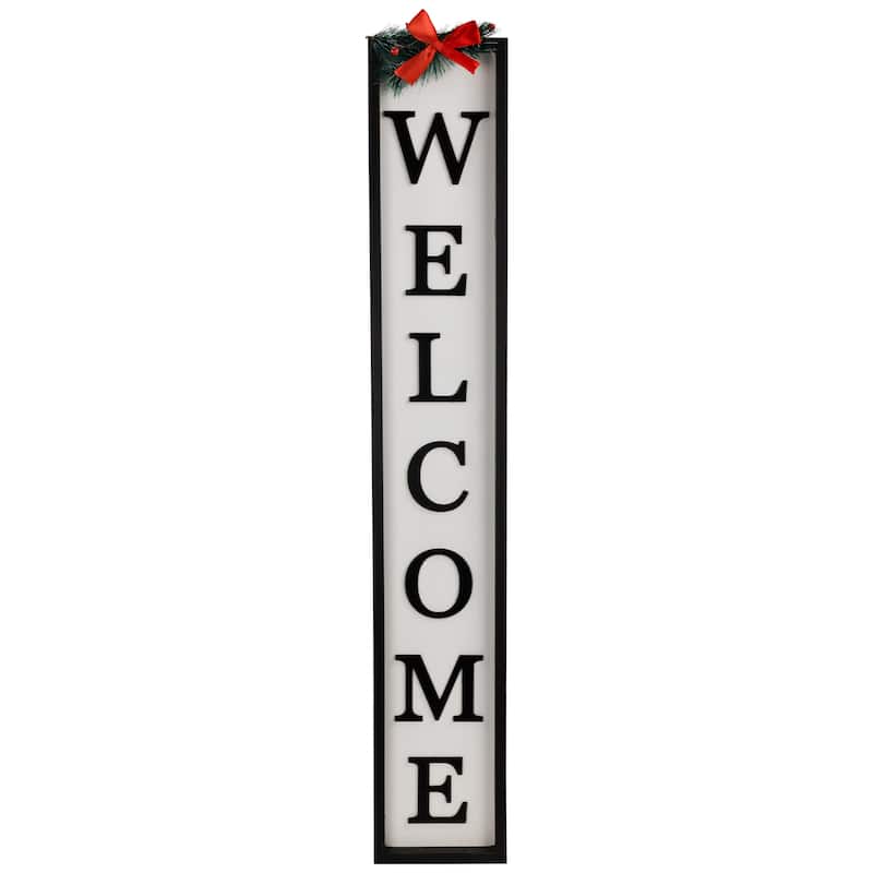 Welcome Christmas Porch Sign with Pine and Bow - 35.75"