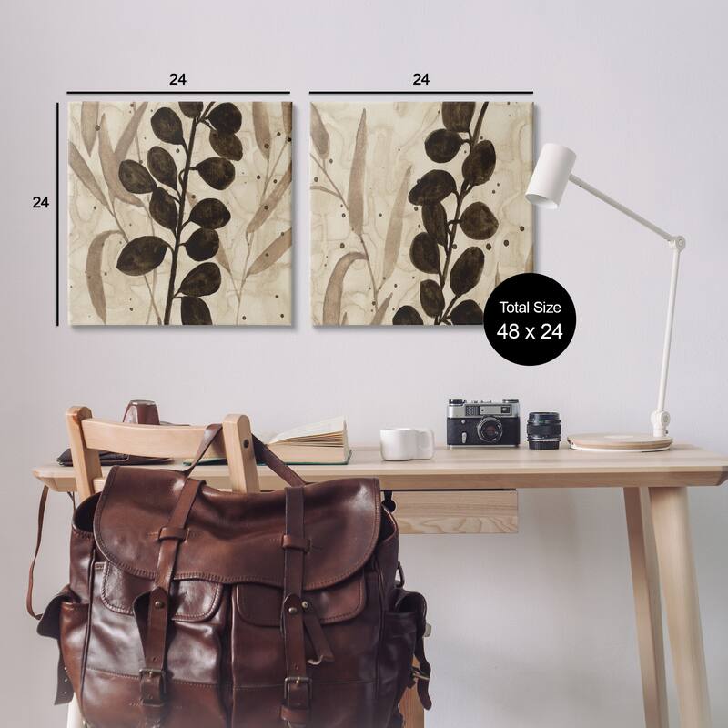 Stupell Natural Tone Sprouting Leaves Canvas Wall Art Design By Krinlox (Set of 2)