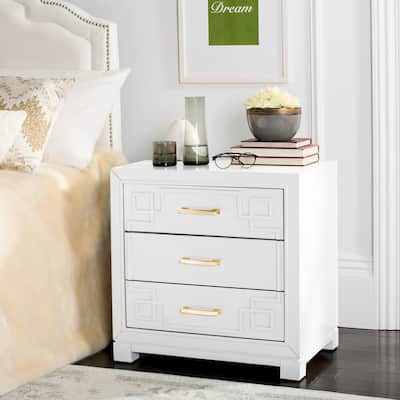 SAFAVIEH Caren 3-Drawer Greek Key Nightstand