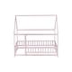 preview thumbnail 77 of 127, Wood Toddler House Bed with Roof Frame and Safety Guardrails Montessori Floor Bed without Slats No Door Houseshaped Platform Bed