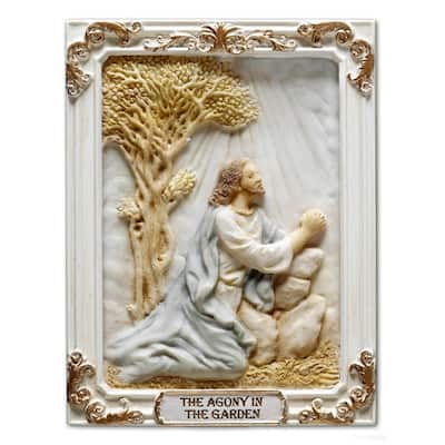 4.1 inches Length Polyresin Sorrowful Mysteries the Agony in the Garden White and Gold Finish Figurine