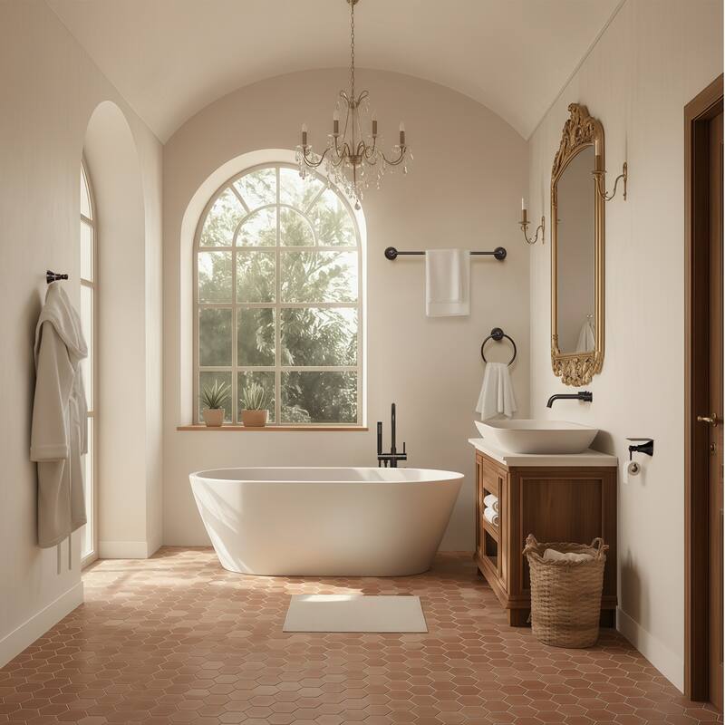 GRANDJOY 4-Piece Bathroom Hardware Set with 23-Inch Single Towel Bar and Shelf Toilet Paper Holder