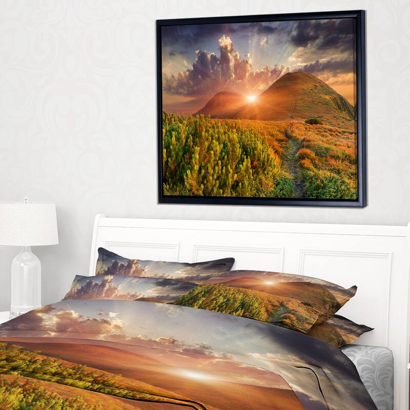 Designart "Colorful Fall Landscape in Mountains" Large Landscape Framed