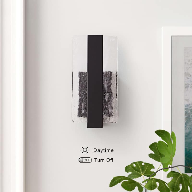 Mia Single Light Matte Black Clear Glass Panel Wall Sconce - 6" W x 11.8" H x 4.5" D