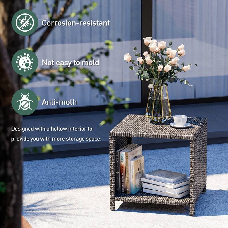 Pamapic 5-Piece Wicker Patio Conversation Set with Ottomans