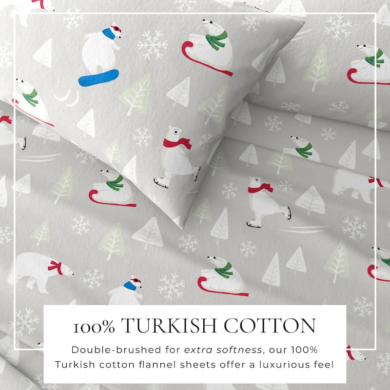 Linery & Co. Ultra-Soft Turkish Cotton Flannel Christmas Print Sheet Set