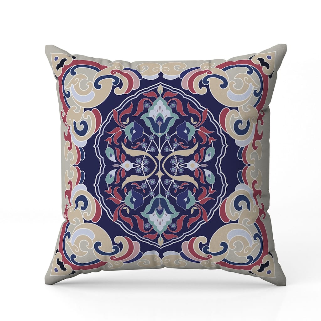 Soft Square Escape Faux Suede Reversible Throw Pillow Beige and Blue