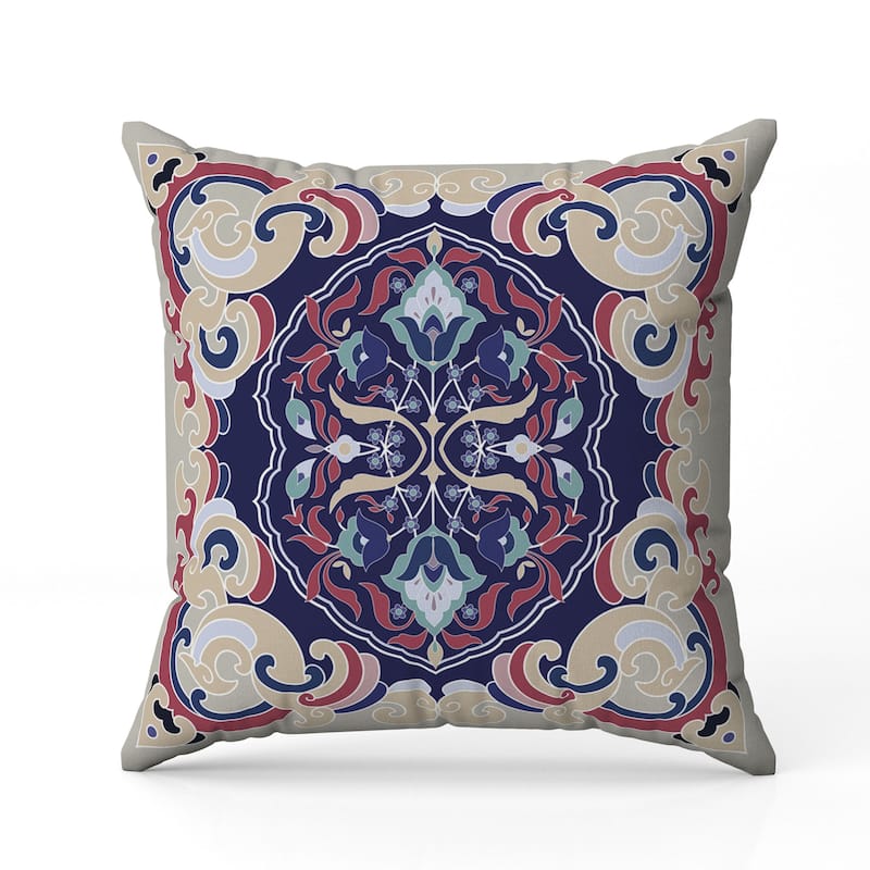 Soft Square Escape Indoor/Outdoor Reversible Throw Pillow Beige and Blue