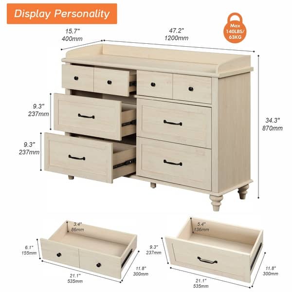 dimension image slide 0 of 6, Farmhouse Kids Dresser with 5/6 Drawers, Wood Baby Dresser for Nursery