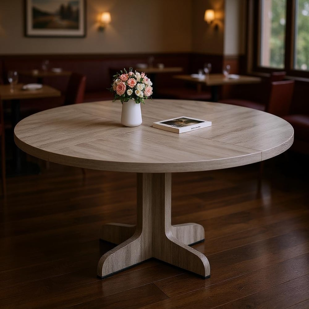 47 in Round Dining Table, with Wooden Tabletop