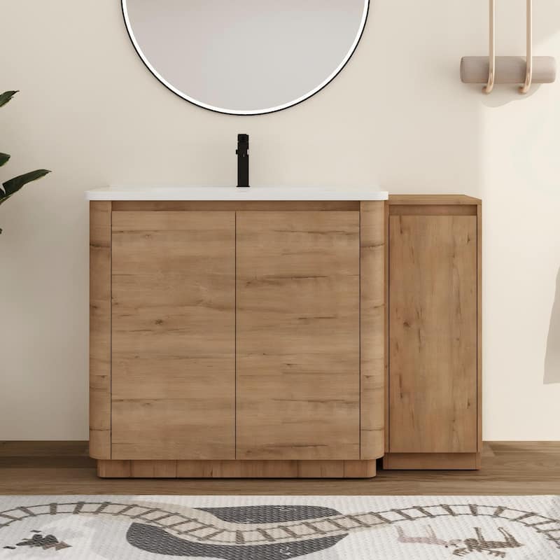 Malwee 36"/40"/48"/52"/60"/64"/84"/92" Bathroom Vanity with Sink, FreeStanding Bathroom Vanity with Door and Adjustable Shelf