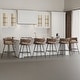 preview thumbnail 1 of 8, Javlergo Set of 2/4/6 Counter Height Bar Stools 26.77" Upholstered Woven Back Bar Chairs with Armrests and Footrest Set of 6 - Brown