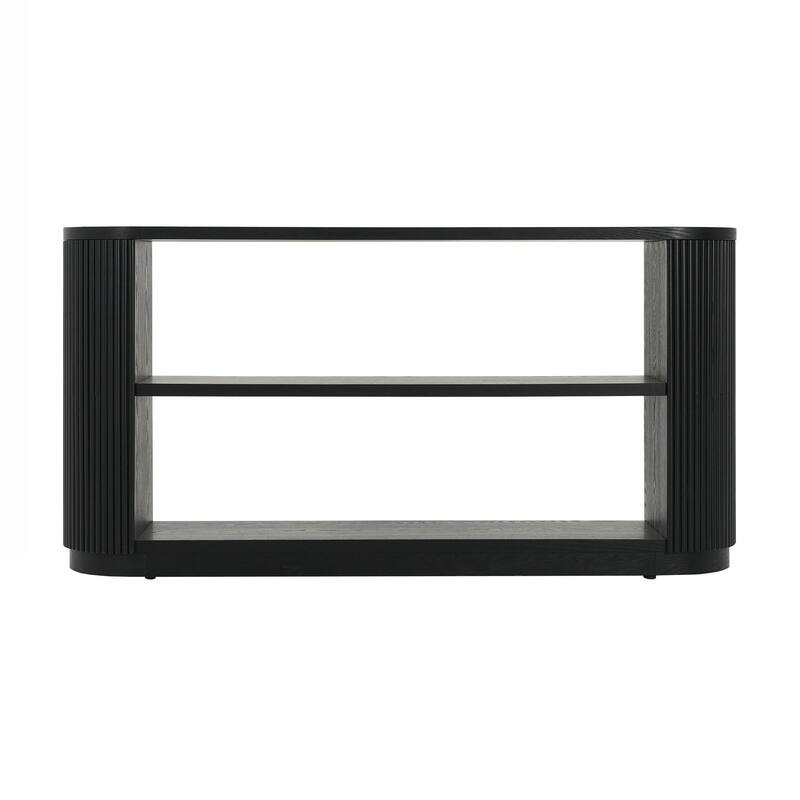 Modern Entryway Console Table - Slim Sofa Table with Open Shelf & Elegant Wood Grain, Hallway Table for Living Room