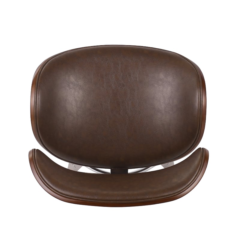 Ostweer Furniture 30" Mid-Century Modern Upholstered Swivel Barstool - Walnut