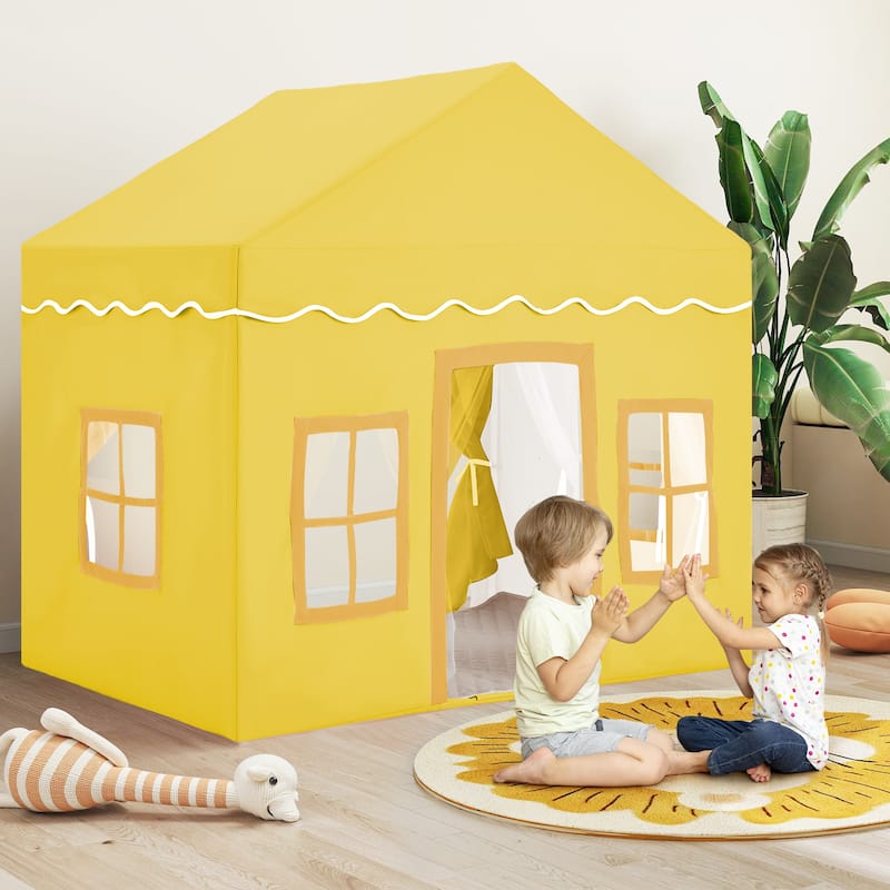 EROMMY Kids Tent Playhouse with LED Star Lights and Padded Mat, Large Indoor Toddler Tent for Boys and Girls.