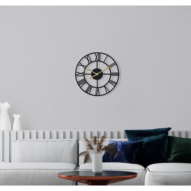 Sorbus Large 12 inch Decorative Round Analog Wall Clock Battery Operated With Roman Numeral