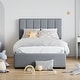 preview thumbnail 11 of 16, Twin Size Upholstered Platform Bed with a Hydraulic Storage System, Beige