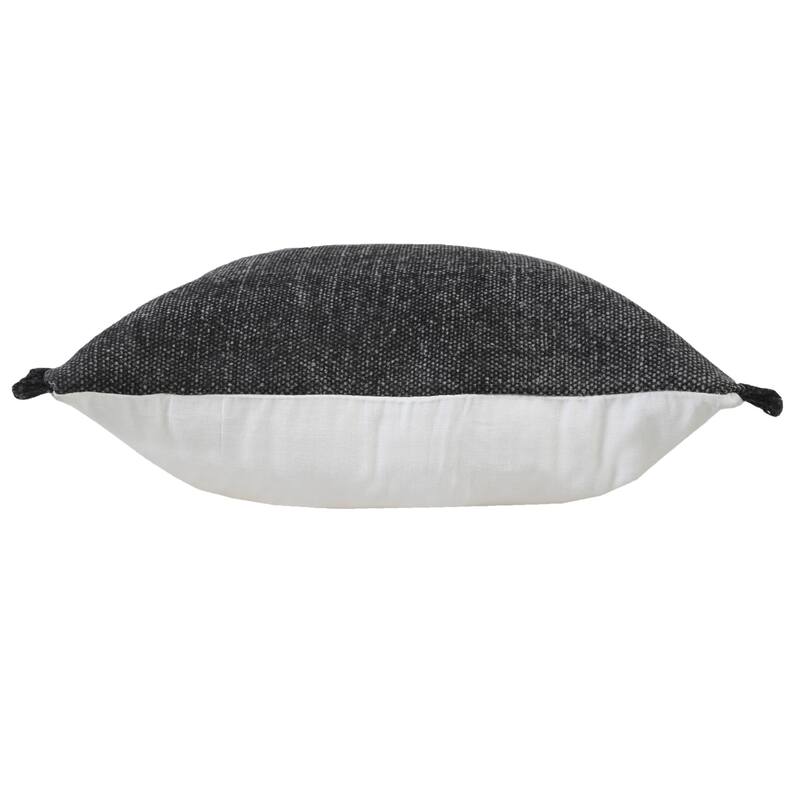 HomeRoots 20" X 20" Jet Black 100% Cotton Zippered Pillow
