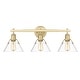 preview thumbnail 2 of 6, Yep by Golden Lighting Orwell 3-light Vanity in Brushed Champagne Brass and Clear Glass