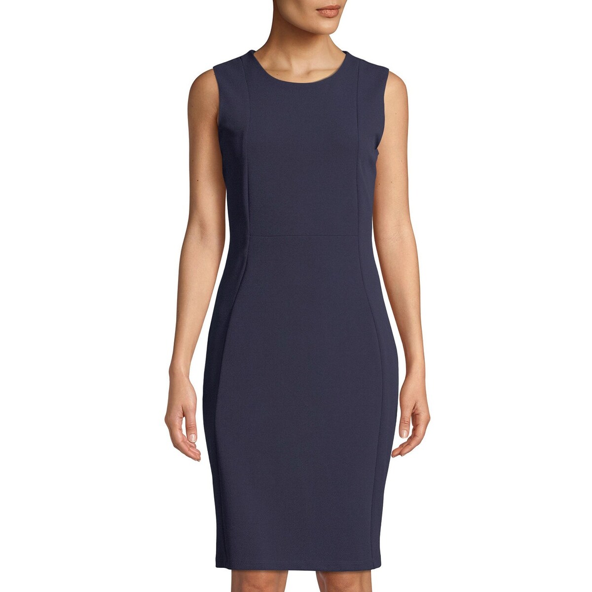Shop Marina Navy Blue Women S Size 8 Seamed Sleeveless Sheath