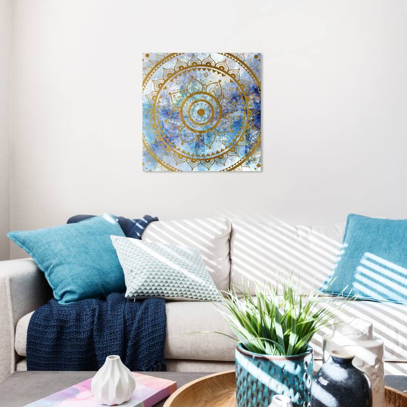 Wynwood Studio Canvas Abstract Sapphire Mandala Blue and Modern & Contemporary Wall Art Canvas Print - 20 x 20