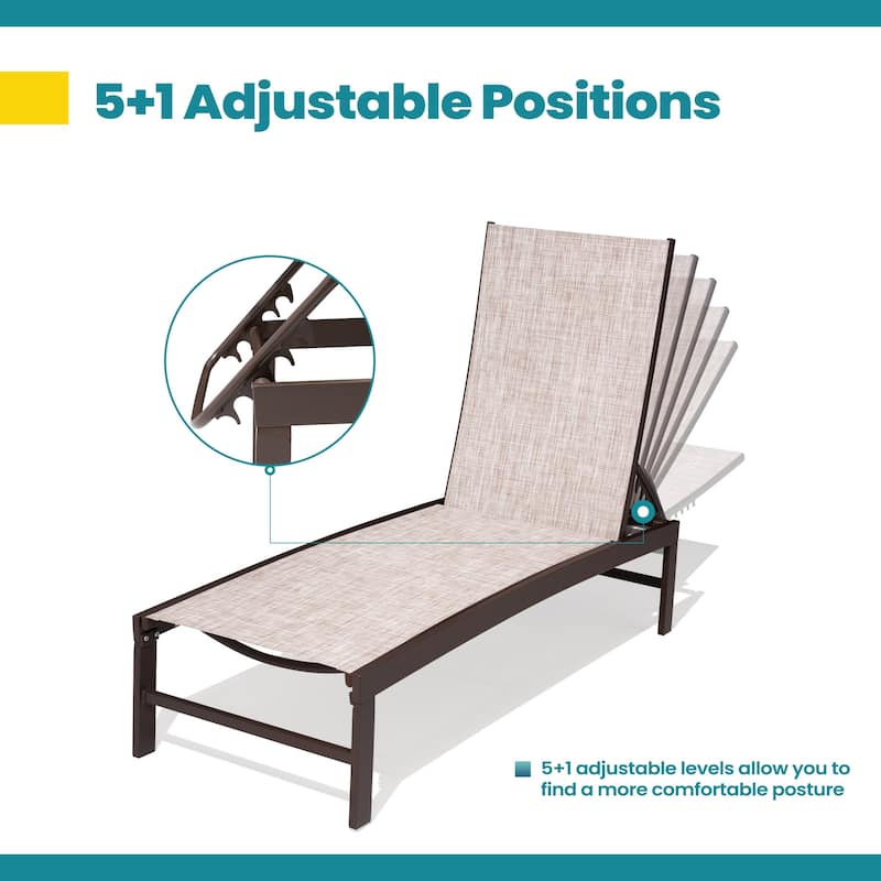 Pellebant Outdoor Adjustable Aluminum Chaise Lounge Chairs (Set of 4) - 23.43 " W x 42.63" D x 13.15" H