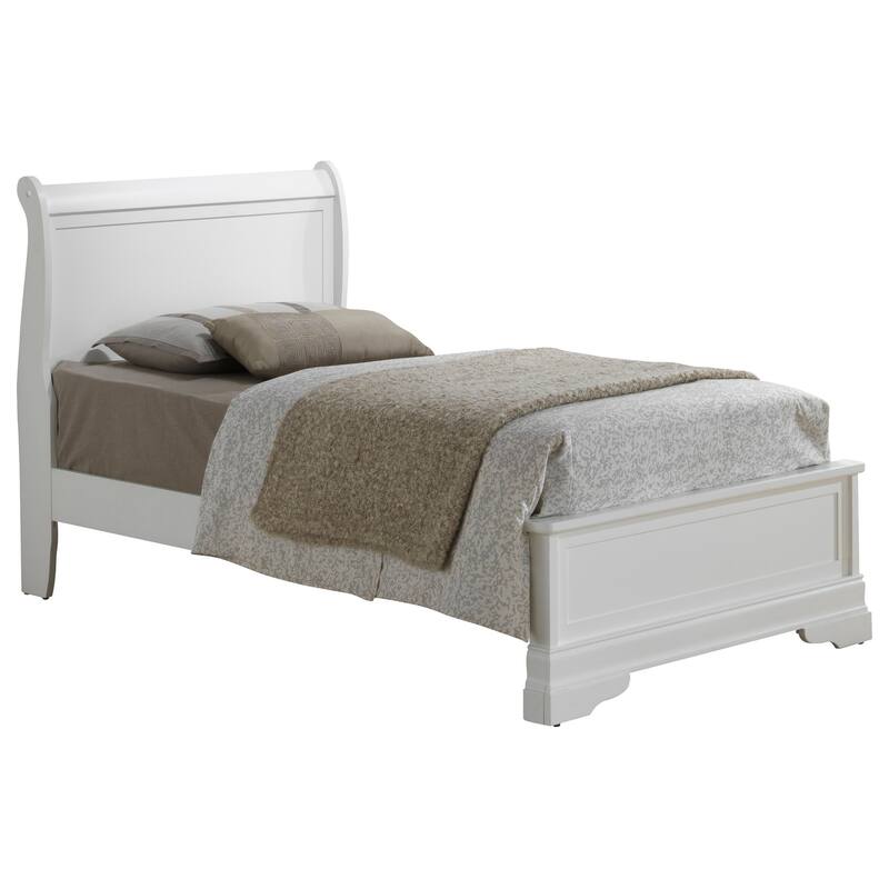 White Twin Bed with Classic Frame and Sturdy Design, Elegant Bedroom Furniture for a Bright and Cozy Space