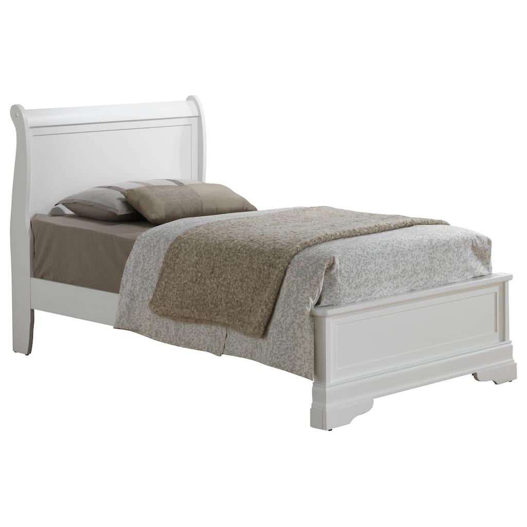 White Twin Bed with Classic Frame and Sturdy Design, Elegant Bedroom Furniture for a Bright and Cozy Space