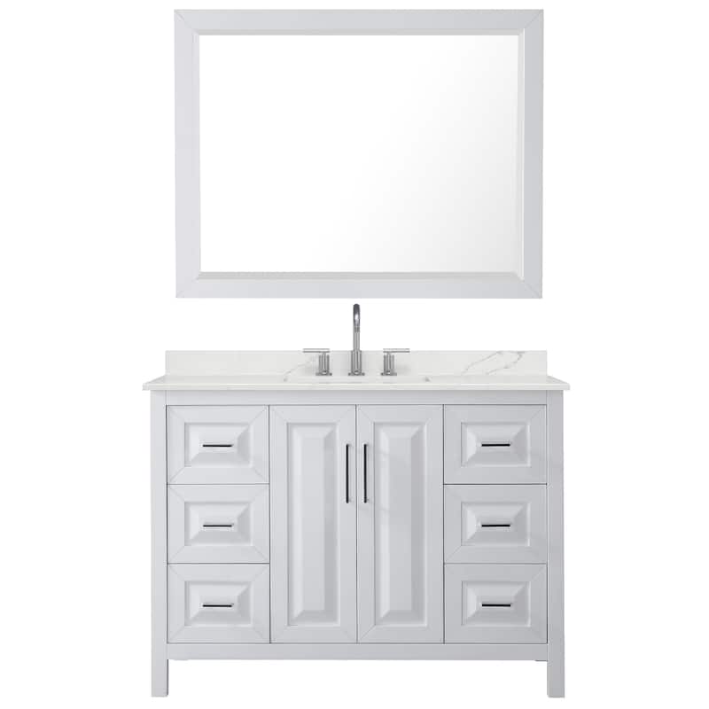 Daria 48-inch Single Vanity, 3 Hole Quartz Top, 46-inch Mirror