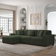 preview thumbnail 16 of 132, 118" W Corduroy L-shape Modular Sectional Sofa with Pillows Green - Left Facing