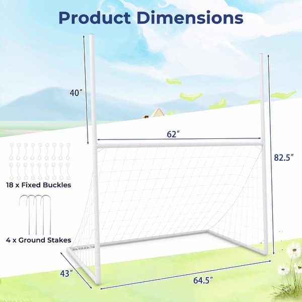 Gymax 2 in 1 Football Training Equipment w/ 4 Ground Stakes 18 Bungee