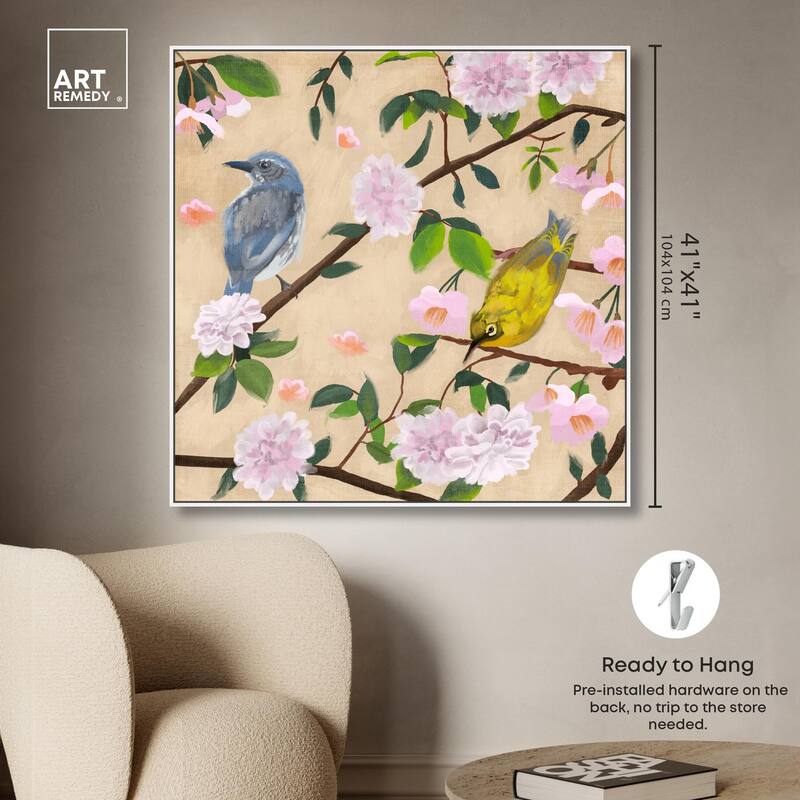 Birds Cuddle Canvas by Art Remedy