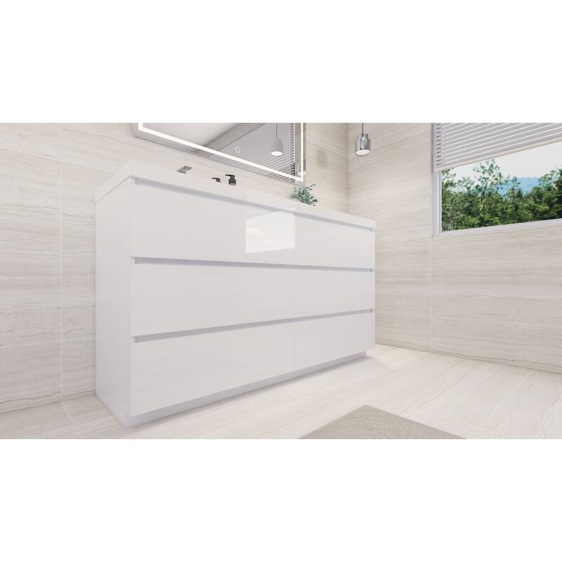 Aron 60'' Freestanding Vanity with Left Single Sink