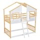 preview thumbnail 15 of 16, Twin over Twin House Bunk Bed with Roof, Window, Window Box, Door with Safety Guardrails and Ladder