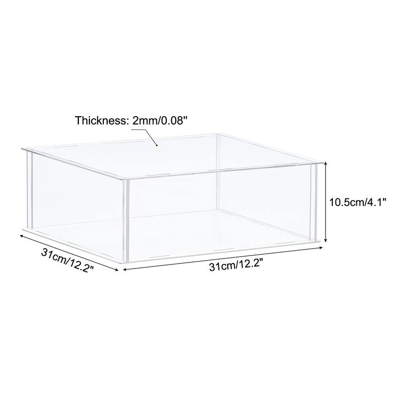 Acrylic Display Case Plastic Box Cube Storage Box Dustproof Showcase - 12.2x12.2x4.1 Inch