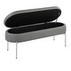 preview thumbnail 2 of 5, 48"L Chloe Contemporary/Glam Bench in Chrome Metal and Faux Leather with Flip-Top Lid and Multi-Use Design