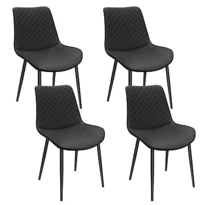 Black PU Leather Dining Chair Set of 4 with Metal Legs